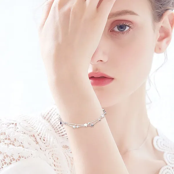 Vòng Đeo Tay LiLi Jewelry Dây Đôi Hình Ngôi Sao Lili_379215 Màu Bạc - Trang sức - Vua Hàng Hiệu