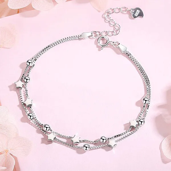 Vòng Đeo Tay LiLi Jewelry Dây Đôi Hình Ngôi Sao Lili_379215 Màu Bạc - Trang sức - Vua Hàng Hiệu