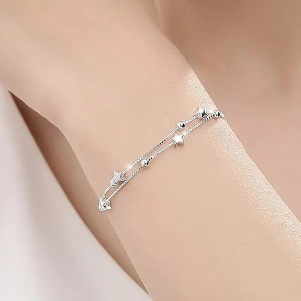 Vòng Đeo Tay LiLi Jewelry Dây Đôi Hình Ngôi Sao Lili_379215 Màu Bạc - Trang sức - Vua Hàng Hiệu