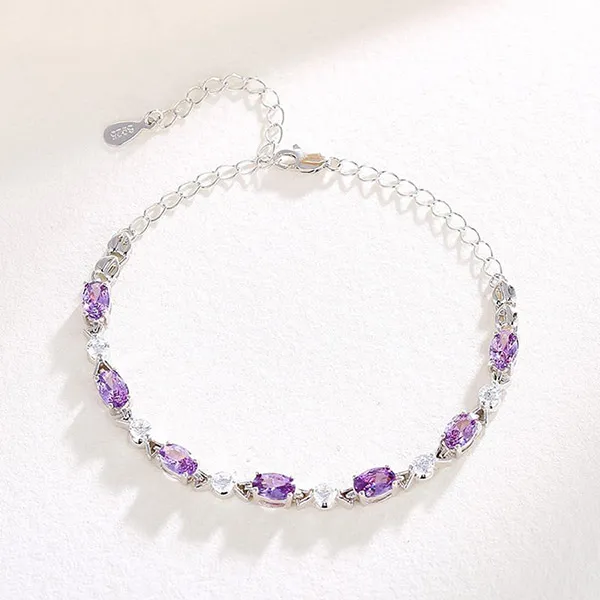 Vòng Đeo Tay LiLi Jewelry Đính Đá CZ Lili_172174 Màu Bạc Tím