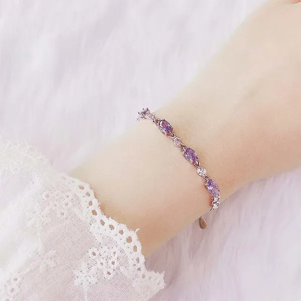 Vòng Đeo Tay LiLi Jewelry Đính Đá CZ Lili_172174 Màu Bạc Tím