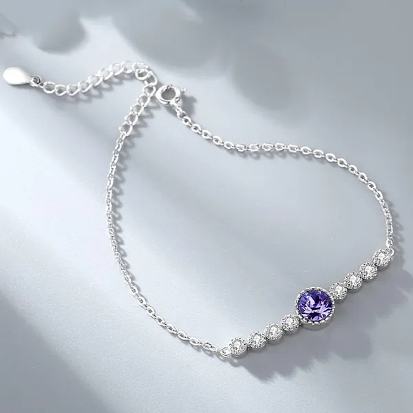 Vòng Đeo Tay LiLi Jewelry Đính Đá Swarovski Hình Tròn Lili_579467 Màu Tím - Trang sức - Vua Hàng Hiệu