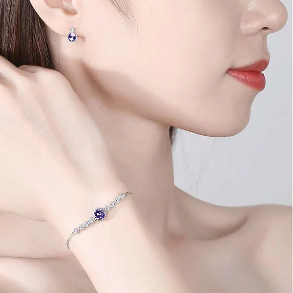 Vòng Đeo Tay LiLi Jewelry Đính Đá Swarovski Hình Tròn Lili_579467 Màu Tím - Trang sức - Vua Hàng Hiệu