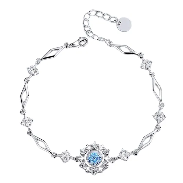 Vòng Đeo Tay LiLi Jewelry Hình Bông Tuyết Đính Đá CZ Lili_994191 Màu Bạc Xanh - Trang sức - Vua Hàng Hiệu