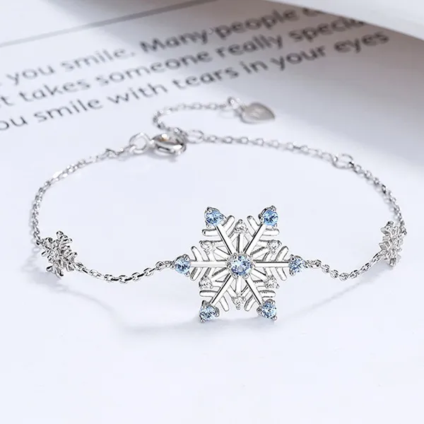Vòng Đeo Tay LiLi Jewelry Hình Bông Tuyết Keva Đính Đá CZ Lili_832781 Màu Bạc Xanh - Trang sức - Vua Hàng Hiệu