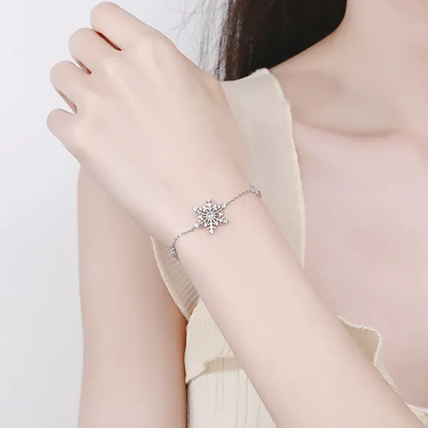Vòng Đeo Tay LiLi Jewelry Hình Bông Tuyết Keva Đính Đá CZ Lili_832781 Màu Bạc Xanh - Trang sức - Vua Hàng Hiệu