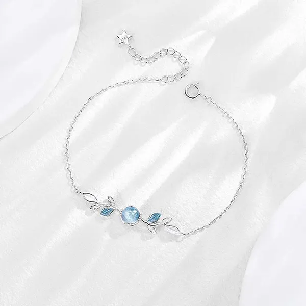 Vòng Đeo Tay LiLi Jewelry Hình Cành Lộc Đính Đá CZ Lili_247931 Màu Bạc/Xanh - Trang sức - Vua Hàng Hiệu