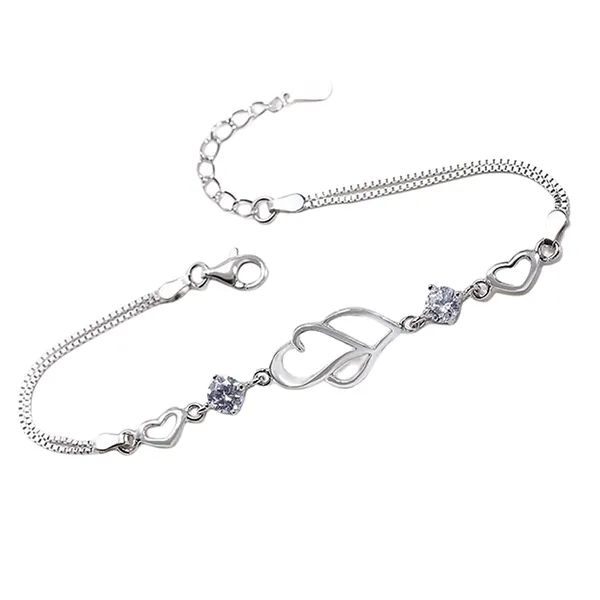 Vòng Đeo Tay LiLi Jewelry Hình Trái Tim Đính Đá CZ Lili_991484 Màu Bạc