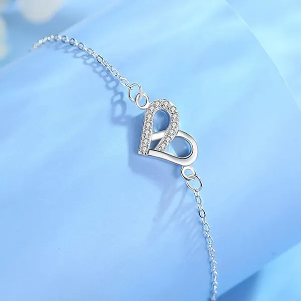 Vòng Đeo Tay LiLi Jewelry Hình Trái Tim Heart To Heart Đính Đá CZ Lili_919238 Màu Bạc - Trang sức - Vua Hàng Hiệu
