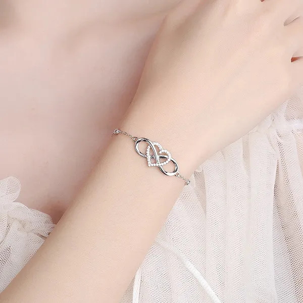 Vòng Đeo Tay LiLi Jewelry Hình Trái Tim Vô Cực Đính Đá CZ Lili_712458 Màu Bạc - Trang sức - Vua Hàng Hiệu