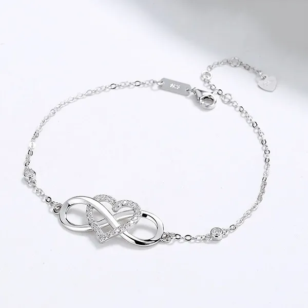 Vòng Đeo Tay LiLi Jewelry Hình Trái Tim Vô Cực Đính Đá CZ Lili_712458 Màu Bạc - Trang sức - Vua Hàng Hiệu