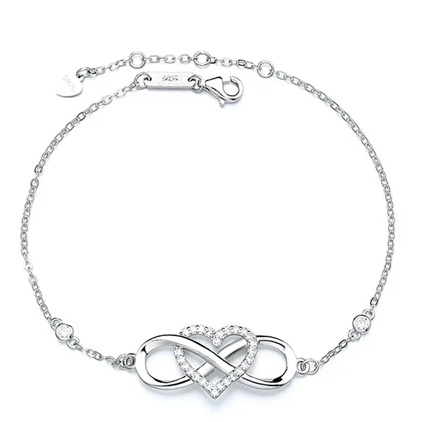 Vòng Đeo Tay LiLi Jewelry Hình Trái Tim Vô Cực Đính Đá CZ Lili_712458 Màu Bạc - Trang sức - Vua Hàng Hiệu