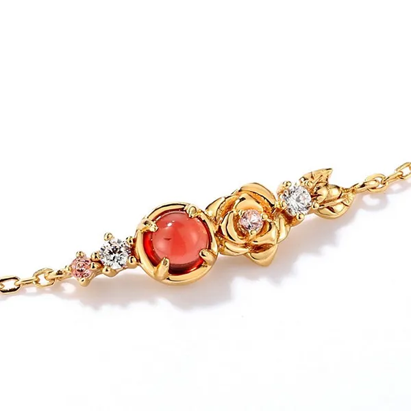 Vòng Đeo Tay LiLi Jewelry Rose Mạ Vàng Đính Đá Garnet, CZ Lili_886825 Màu Vàng Gold