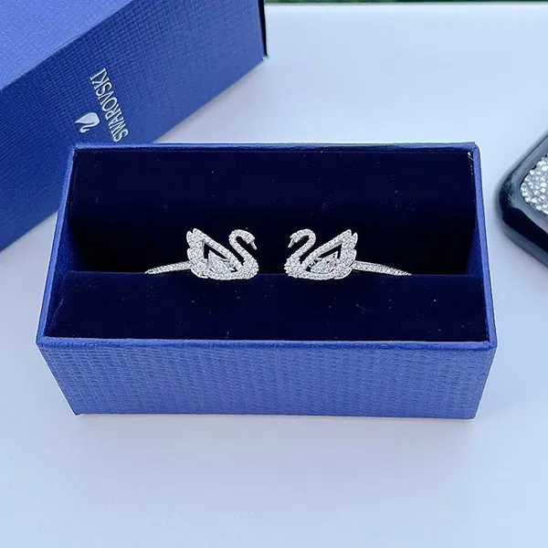Vòng Đeo Tay Swarovski Dancing Swan Bangle White, Rhodium Plated 5534849 Màu Trắng Size S - Trang sức - Vua Hàng Hiệu