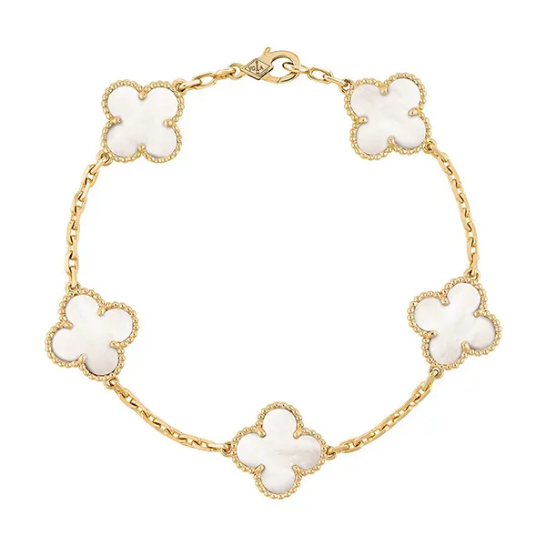 Vòng Đeo Tay Van Cleef & Arpels Vintage Alhambra Bracelet 5 Motifs 18K Yellow Gold Màu Vàng Gold
