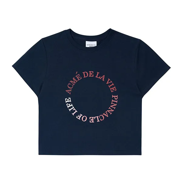 Áo Croptop Acmé De La Vie ADLV T-Shirt Crop Top Circle Logo Màu Xanh Navy