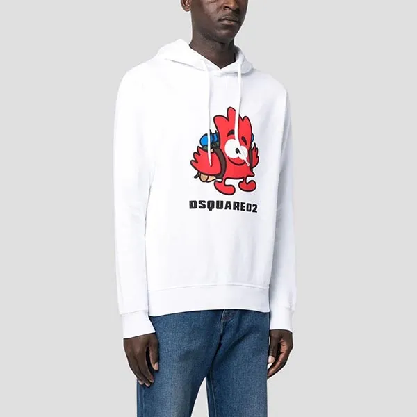 Áo Hoodie Dsquared2 White Logo Printed S71GU0551 S25030 100 Màu Trắng Size S