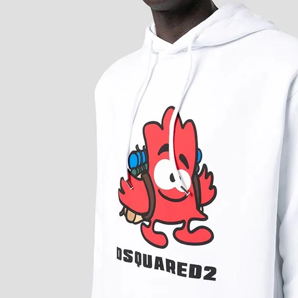 Áo Hoodie Dsquared2 White Logo Printed S71GU0551 S25030 100 Màu Trắng Size S