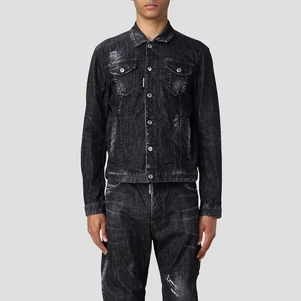 Áo Khoác Dsquared2 Distressed Denim Black S74AM1230 S30357 Màu Đen Size 48