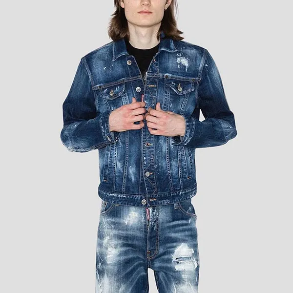 Áo Khoác Dsquared2 Icon Spray Dan Denim S79AM0033 S30342 Màu Xanh - Thời trang - Vua Hàng Hiệu