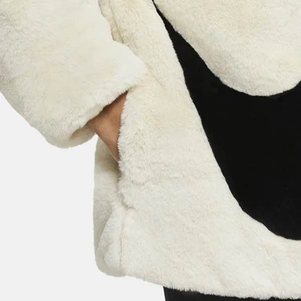 Áo Khoác Lông Nike Sportswear Faux Fur Jacket Cream DM1760 238 Màu Kem Đen Size L