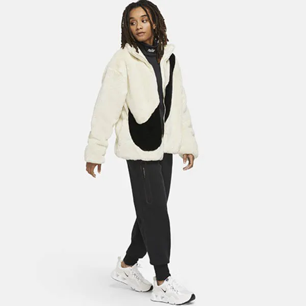 Áo Khoác Lông Nike Sportswear Faux Fur Jacket Cream DM1760 238 Màu Kem Đen Size L