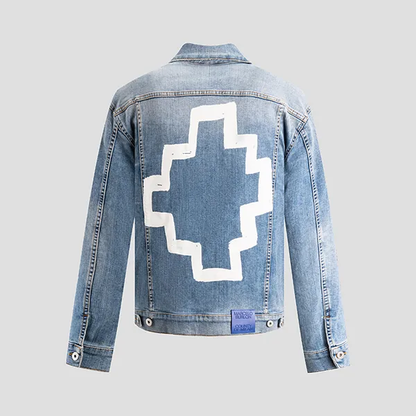 Áo Khoác Marcelo Burlon Logo Printed Denim Jacket - CMYE001C99DEN001 4501 Màu Xanh Size XS - 4