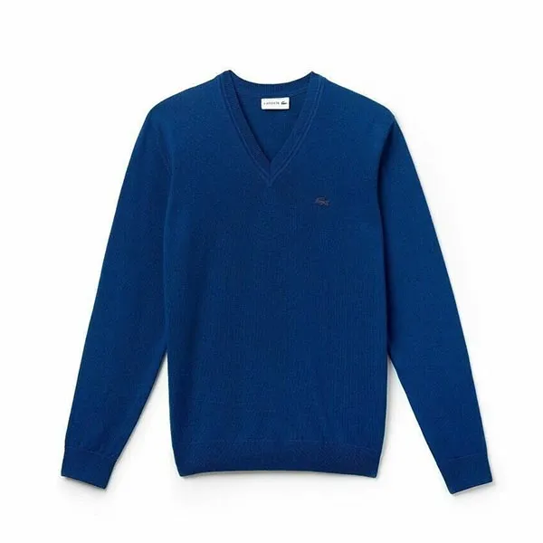 Áo Len Lacoste Men's V-Neck Wool Sweater AH2987 Màu Xanh Dương Size XS