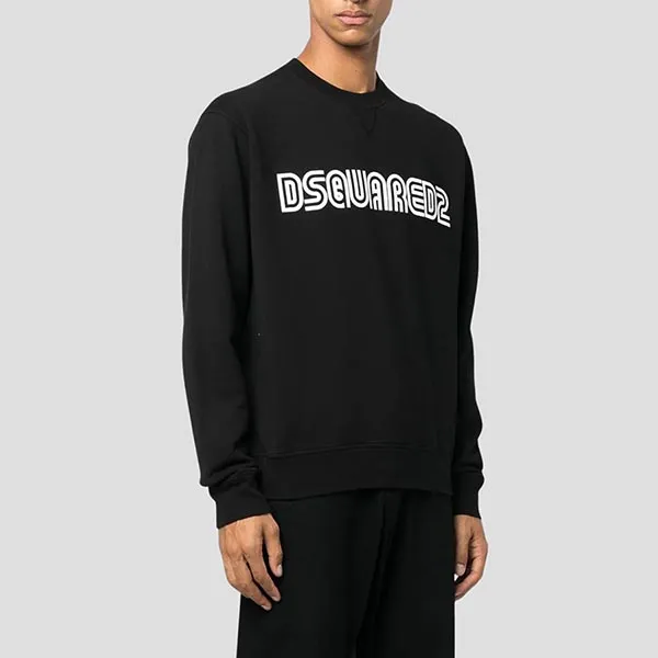 Áo Nỉ Dsquared2 Black Logo Printed S71GU0563 S25030 900 Màu Đen Size M