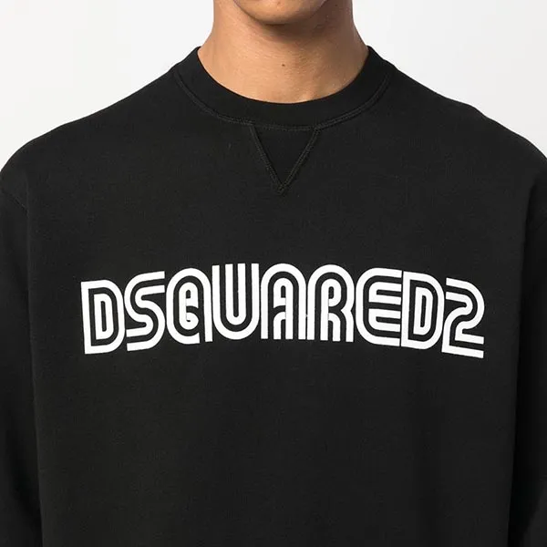 Áo Nỉ Dsquared2 Black Logo Printed S71GU0563 S25030 900 Màu Đen Size M