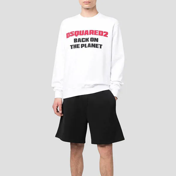 Áo Nỉ Dsquared2 White Back On The Planet Printed Sweatshirt S71GU0554 S25516 100 Màu Trắng Size M