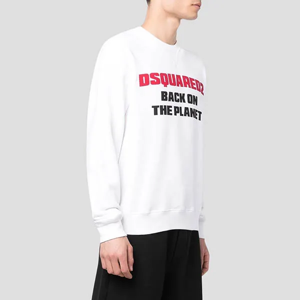 Áo Nỉ Dsquared2 White Back On The Planet Printed Sweatshirt S71GU0554 S25516 100 Màu Trắng Size M