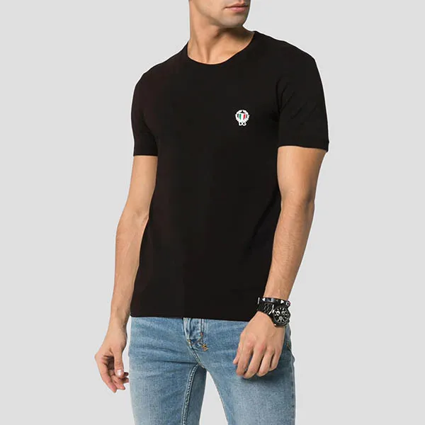 Áo Phông Nam Dolce & Gabbana D&G Logo Embroidered In Black M8C03J FUECG N0000 Màu Đen