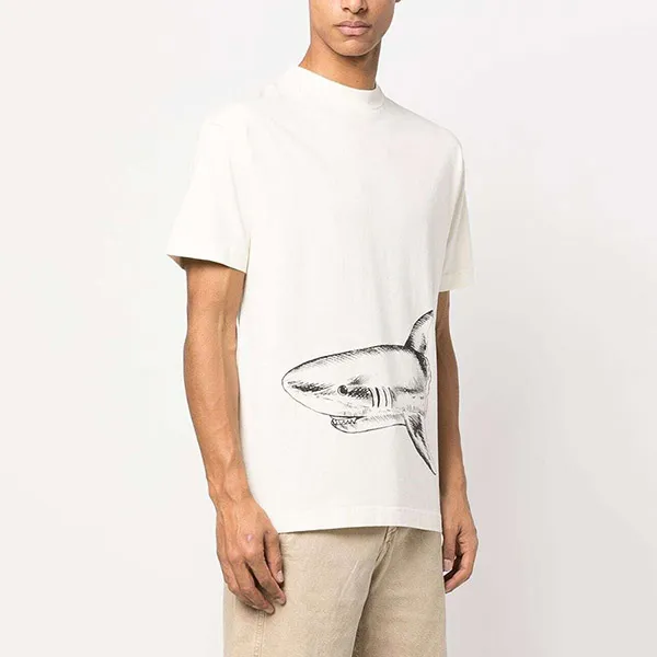 Áo Phông Palm Angels White Broken Shark Print PMAA001S23JER001 0410 Màu Trắng Size M