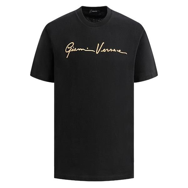 Áo Phông Versace Gianni Signature Gold Embroidered Black 1006217 1A04235 2B130 Màu Đen Size M - 2