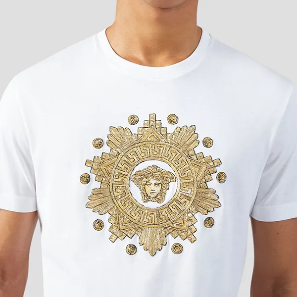 Áo phông Versace White Medusa Logo Embroidered A89499S A230901 A1001 Màu Trắng Size XS