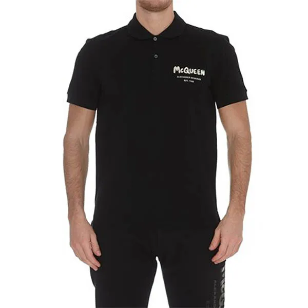 Áo Polo Alexander Mcqueen Black Polo Shirt 662551QRX331000 Màu Đen