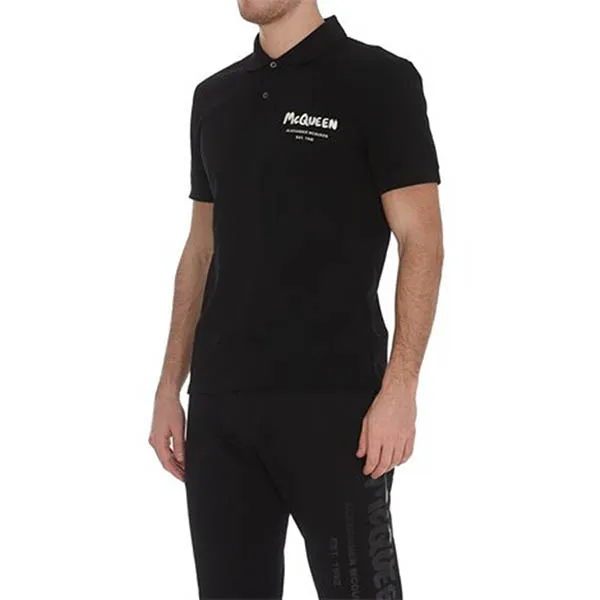 Áo Polo Alexander Mcqueen Black Polo Shirt 662551QRX331000 Màu Đen