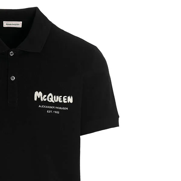 Áo Polo Alexander Mcqueen Black Polo Shirt 662551QRX331000 Màu Đen