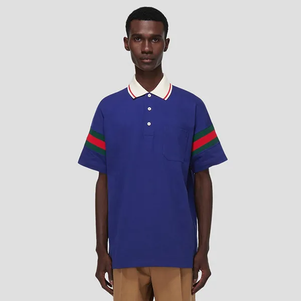 Áo Polo Nam Gucci With Pocket Polo Shirt 713997 Màu Xanh Blue Size S