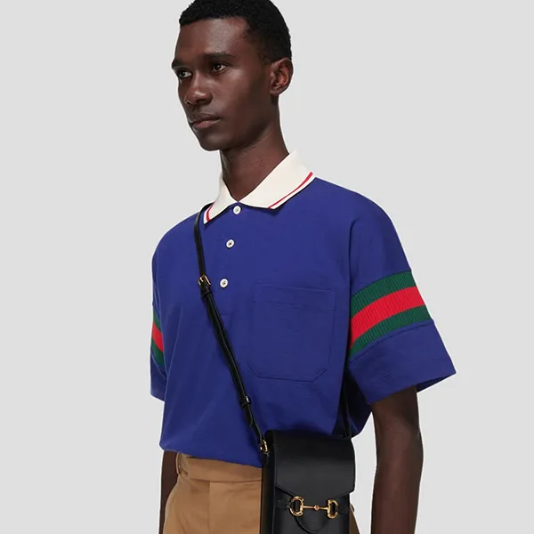 Áo Polo Nam Gucci With Pocket Polo Shirt 713997 Màu Xanh Blue Size S