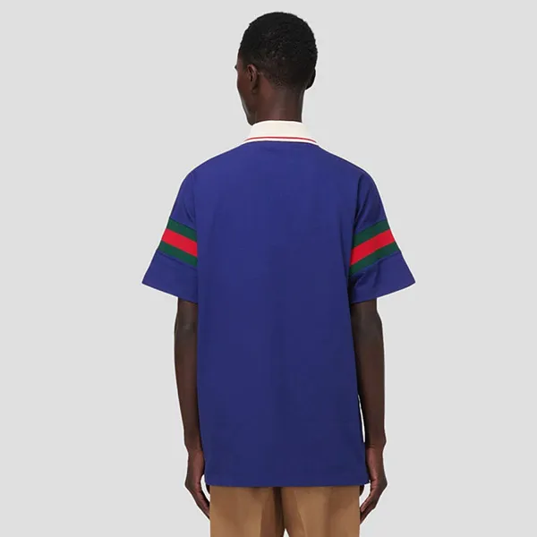 Áo Polo Nam Gucci With Pocket Polo Shirt 713997 Màu Xanh Blue Size S