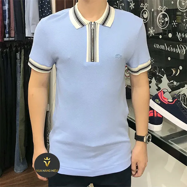 Áo Polo Men’s Lacoste Regular Fit Striped Zip Neck Polo Shirt Màu Xanh Dương Size XS - Thời trang - Vua Hàng Hiệu