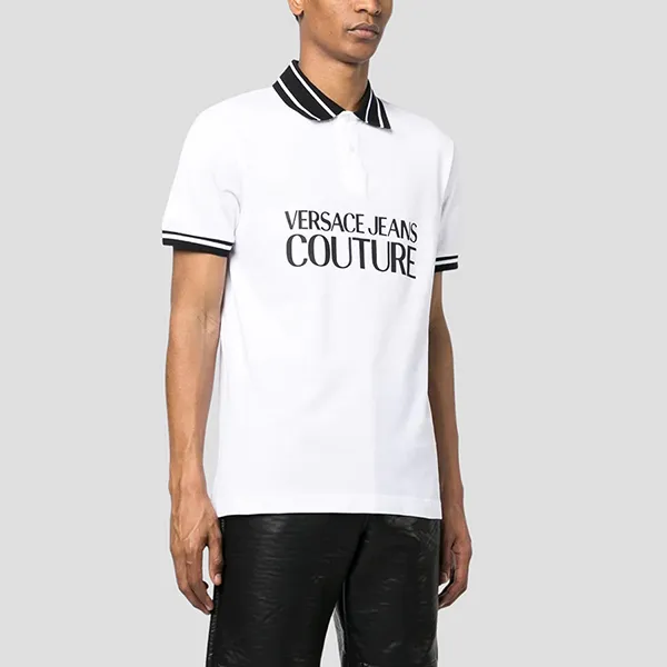 Áo Polo Versace Jeans Couture White Logo Printed 74GAGT03 CJ01O 003 Màu Trắng Size L