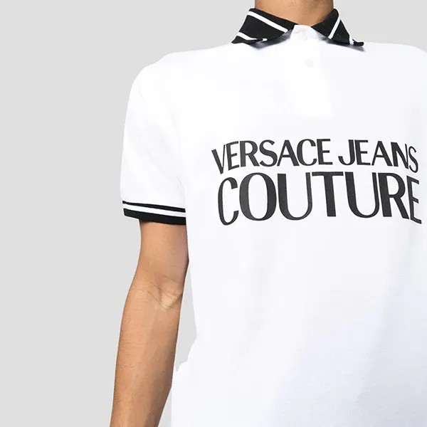 Áo Polo Versace Jeans Couture White Logo Printed 74GAGT03 CJ01O 003 Màu Trắng Size L