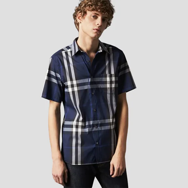 Áo Sơ Mi Burberry Plaid Short Sleeve Shirt Navy - 40039361 Màu Xanh Navy Size S - Thời trang - Vua Hàng Hiệu