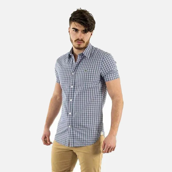 Áo Sơ Mi Cộc Tay Lacoste Men's Short Sleeve Shirt CH4495 Màu Kẻ Xanh Size 41 - Thời trang - Vua Hàng Hiệu