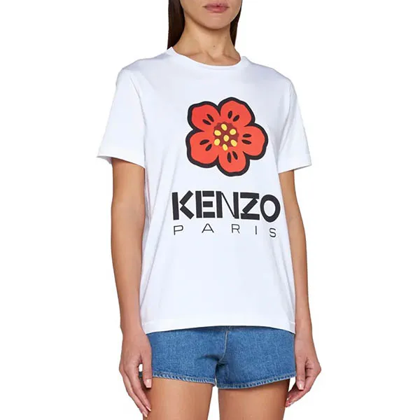 Áo Thun Nữ Kenzo Boke Flower Cotton T-Shirt FD52TS0394SO01 Màu Trắng Họa Tiết Hoa