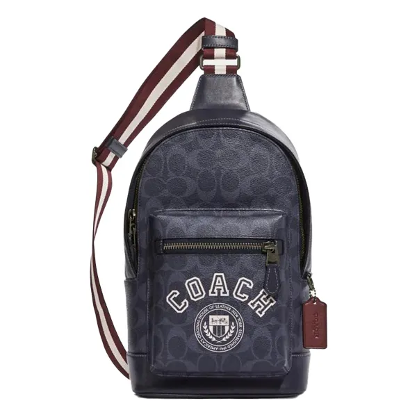 Balo Coach West Pack In Signature Canvas With Varsity Motif Cb913 Màu Xanh Đen - Túi xách - Vua Hàng Hiệu