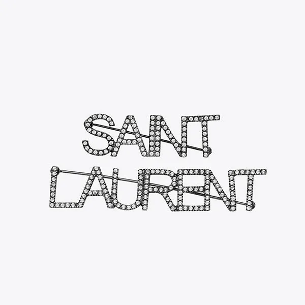 Cài Áo Yves Saint Laurent YSL Brooches In Brass And Crystal 586493Y15268368 Màu Bạc - Phụ kiện - Vua Hàng Hiệu